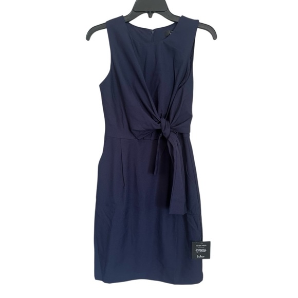 Lulu's Blue Sleeveless Sheath Midi Dress for Work - Picture 2 of 9